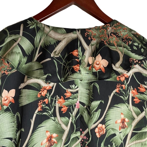 Johanna Ortiz x H&M Floral Print Silky Dolman Sleeve Mini Dress Small Green - Picture 13 of 15